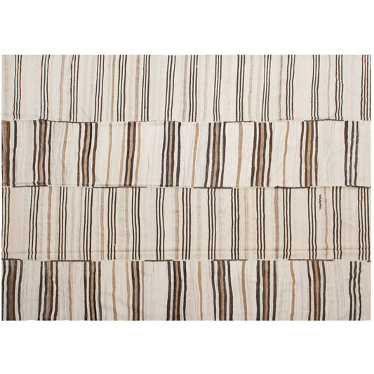 Minimalist Striped Turkish Kilim Rug 290 x 370 cm (9'6" x 12'1" )