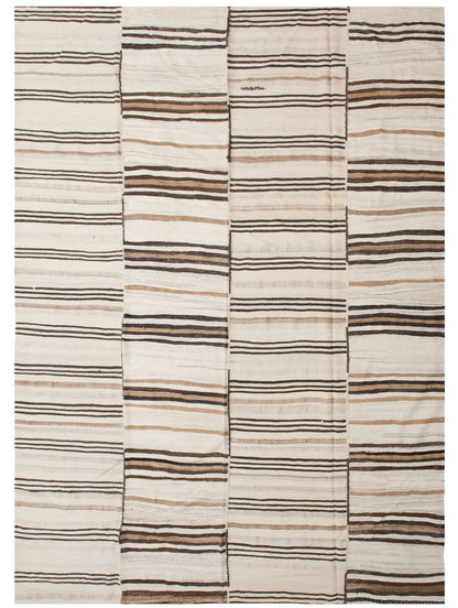 Minimalist Striped Turkish Kilim Rug 290 x 370 cm (9'6" x 12'1" )