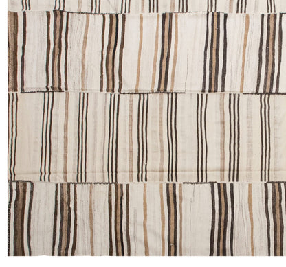 Minimalist Striped Turkish Kilim Rug 290 x 370 cm (9'6" x 12'1" )
