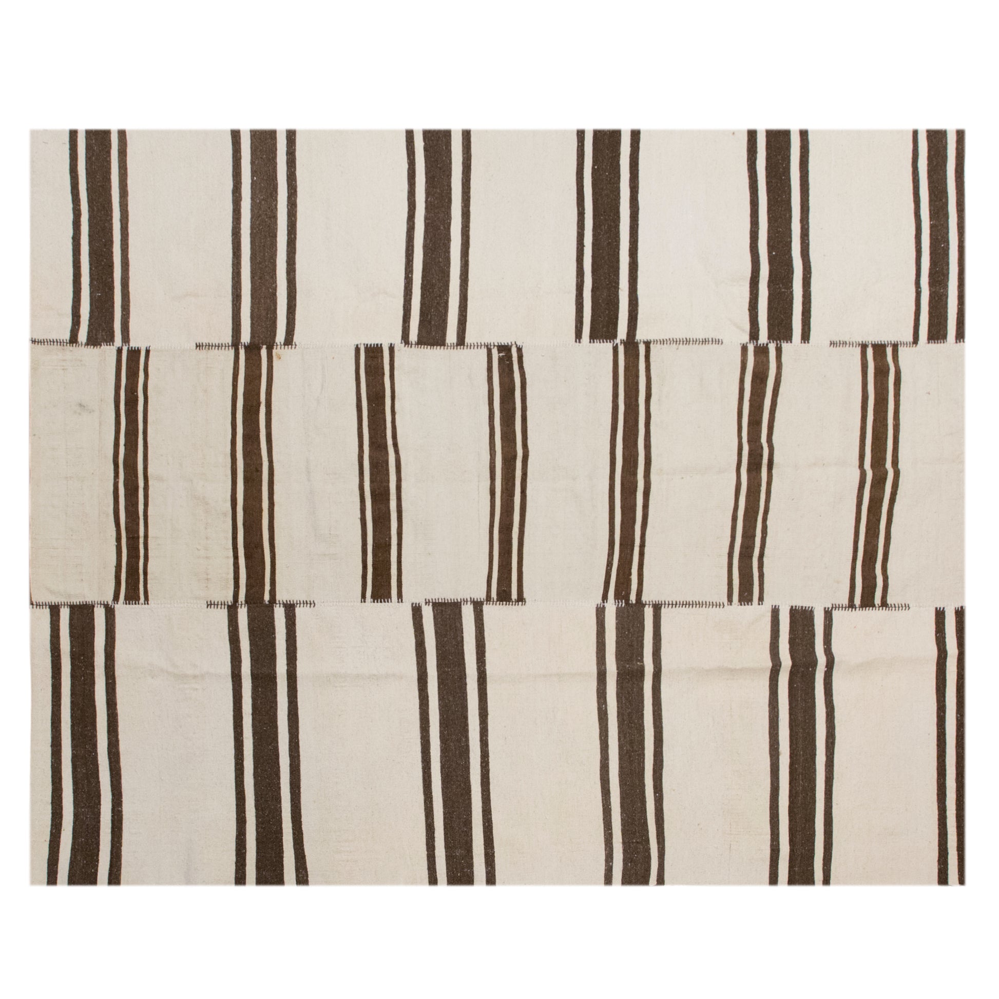 Minimalist Turkish Kilim Rug 203x225 cm | 6.7x7.4 ft