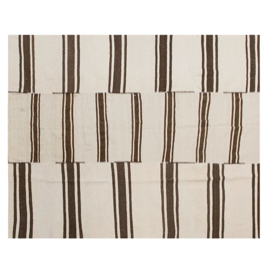 Minimalist Turkish Kilim Rug 203x225 cm | 6.7x7.4 ft