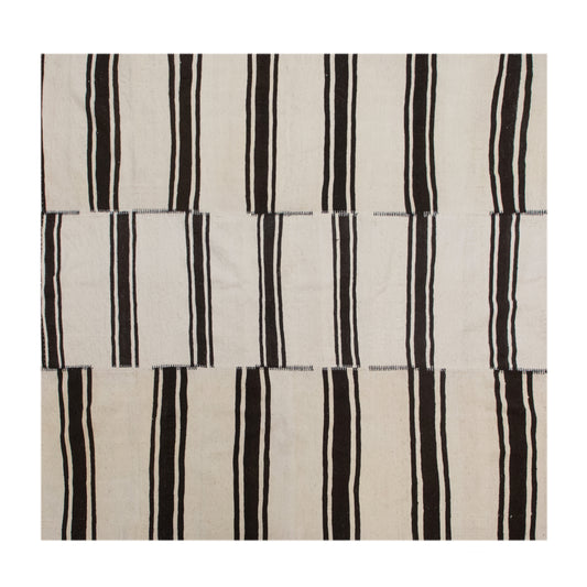 Minimalist Turkish Kilim Rug 205x205 cm | 6.7x6.7 ft