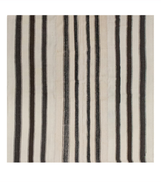 Minimalist Vintage Turkish Kilim Rug 195x204 cm (6.4x6.7 ft)