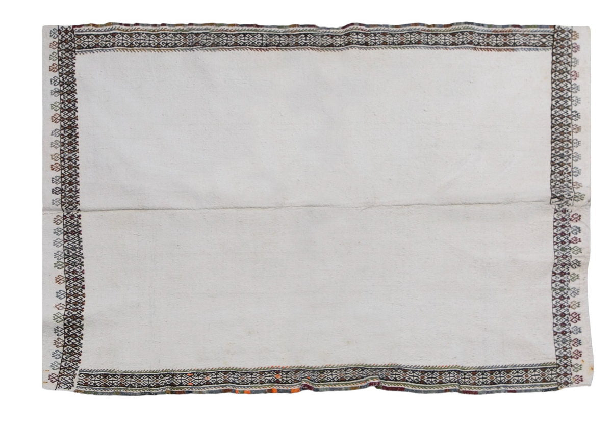 Modern Striped Cotton Kilim Rug, 115x180 cm / 3'9 x 5'11 ft