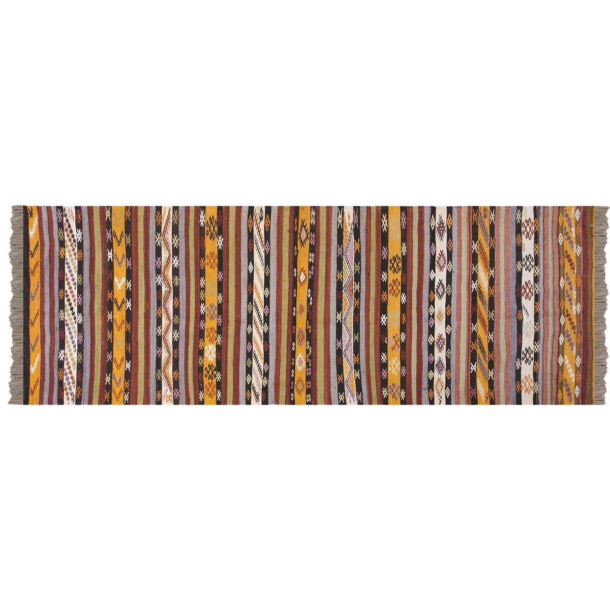 Multicolor Konya Striped Hallway Rug, 3.1 x 12.8 ft, 94 x 387 cm