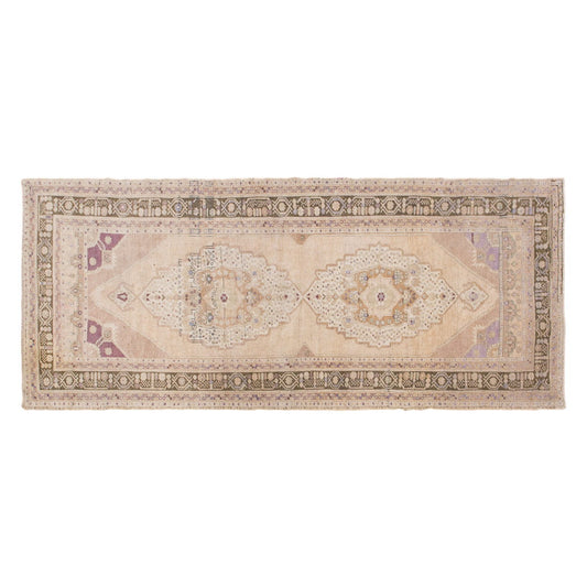 Muted Hallway Rug, Handwoven Wool Carpet, 4'4" x 10'6" (132 x 320 cm)