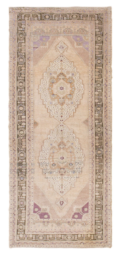 Muted Hallway Rug, Handwoven Wool Carpet, 4'4" x 10'6" (132 x 320 cm)