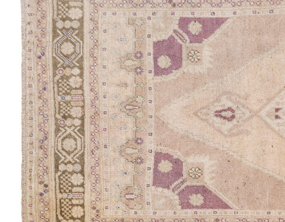 Muted Hallway Rug, Handwoven Wool Carpet, 4'4" x 10'6" (132 x 320 cm)