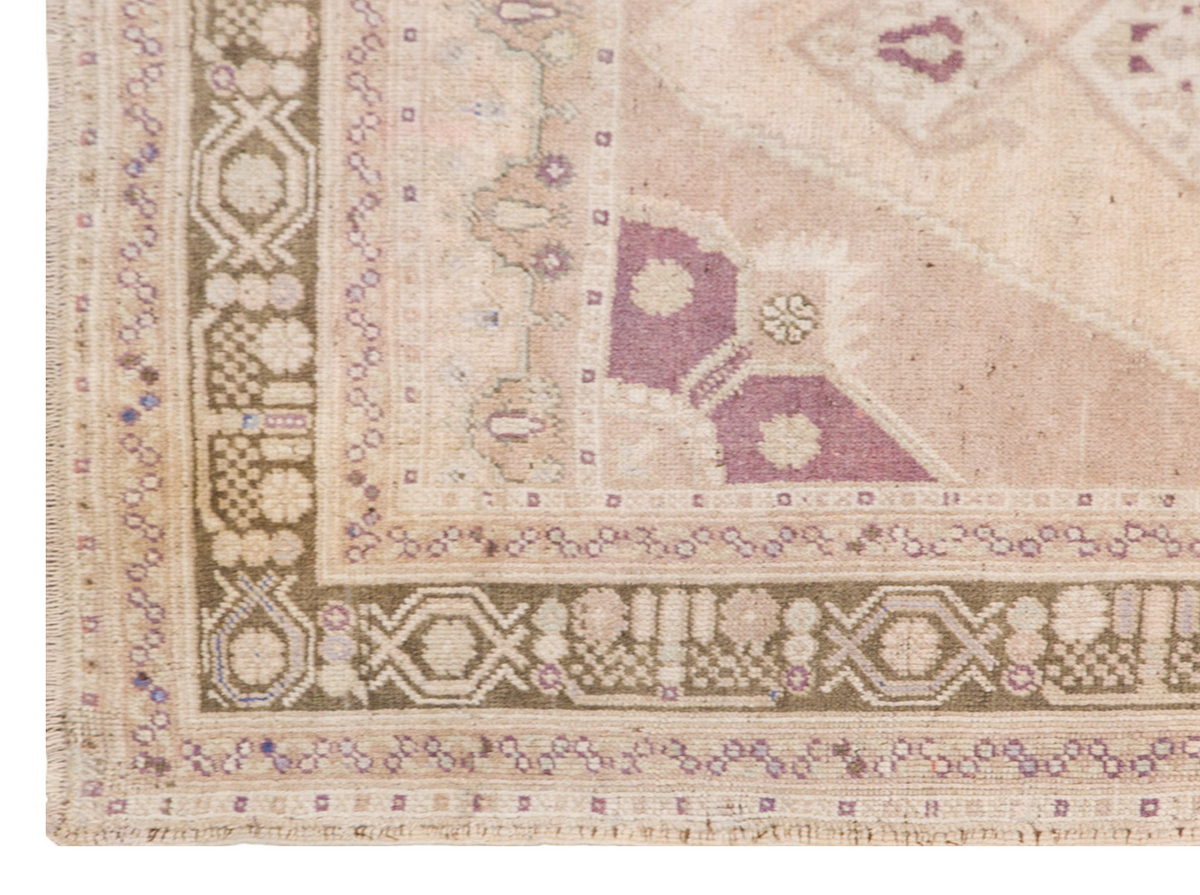 Muted Hallway Rug, Handwoven Wool Carpet, 4'4" x 10'6" (132 x 320 cm)