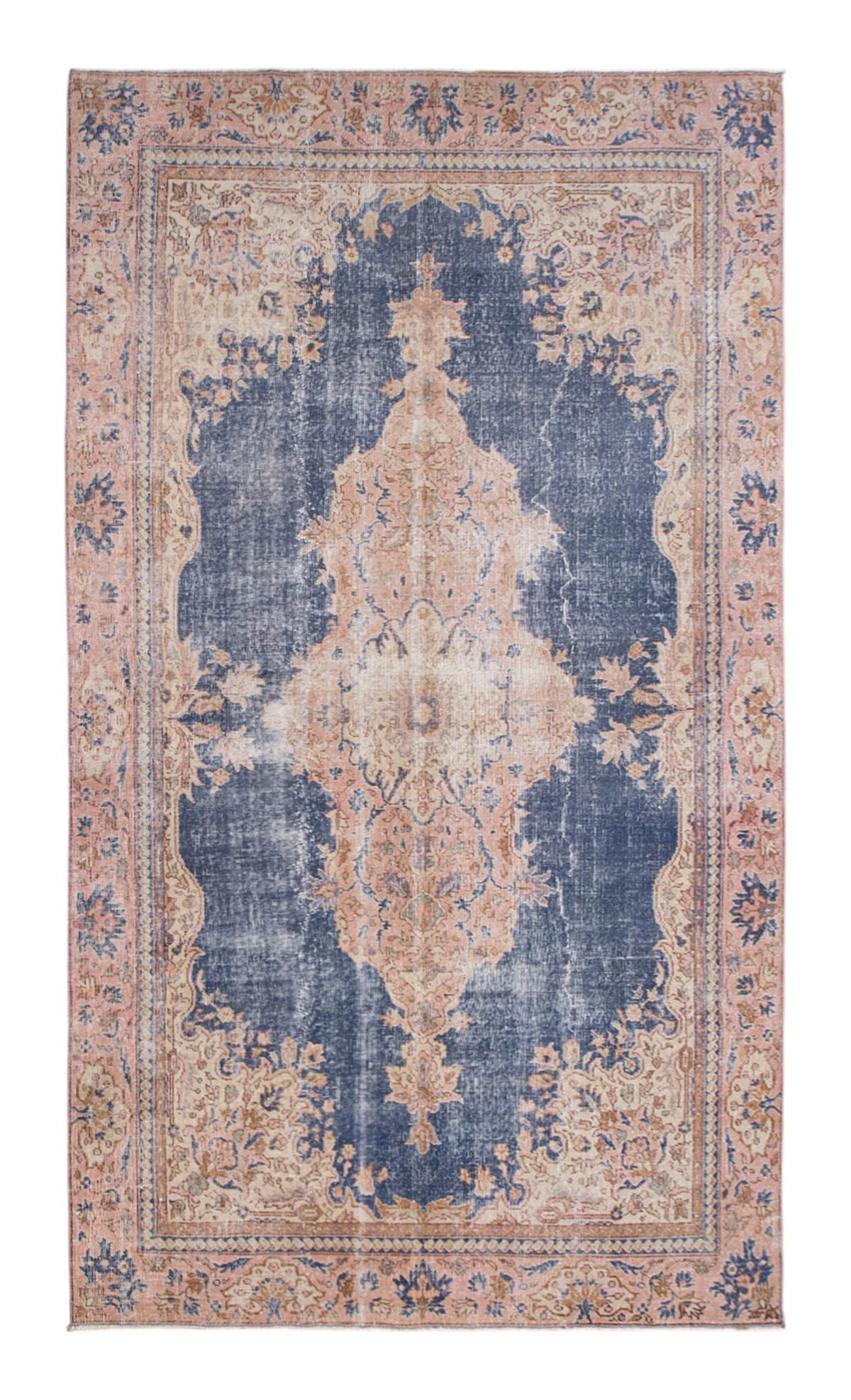 Natural Dyed Rug | Vintage Wool Rug 5'9"x9'11"