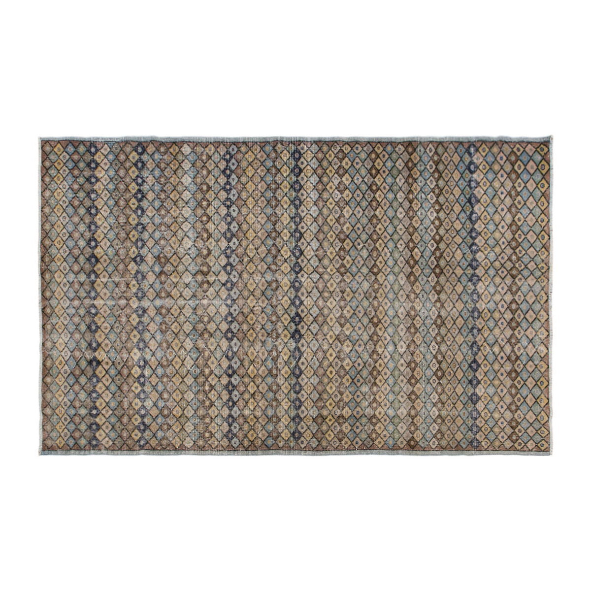 Natural Wool on Wool Area Rug, Vintage Wool Rug 5'3"x9'1"
