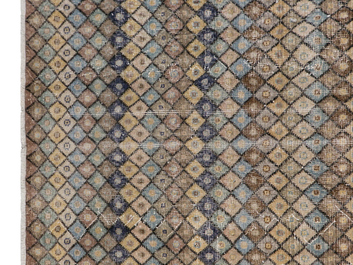 Natural Wool on Wool Area Rug, Vintage Wool Rug 5'3"x9'1"