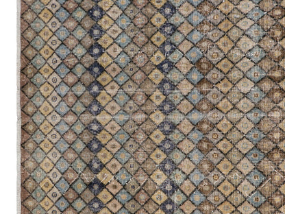 Natural Wool on Wool Area Rug, Vintage Wool Rug 5'3"x9'1"