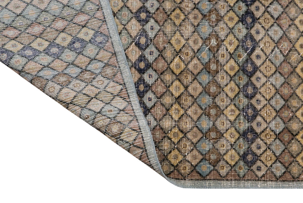 Natural Wool on Wool Area Rug, Vintage Wool Rug 5'3"x9'1"
