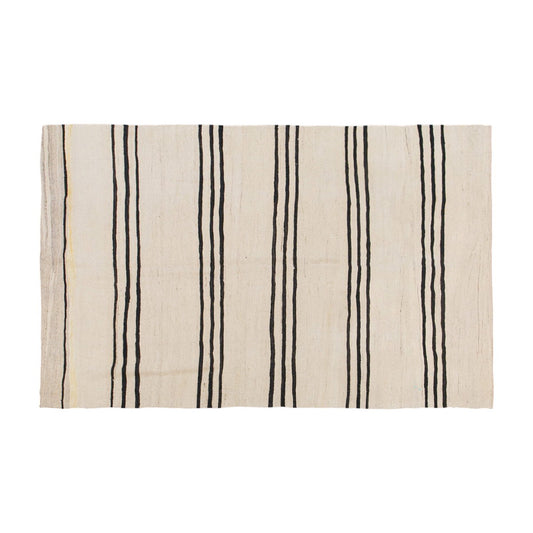 Neutral, Striped Turkish Kilim Rug – 4'9" x 6'9" (146 x 205 cm)