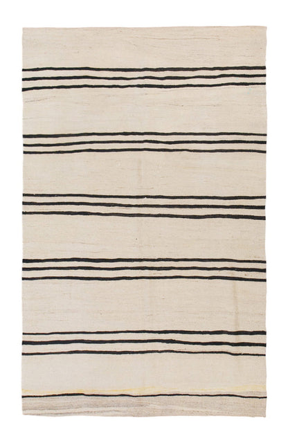 Neutral, Striped Turkish Kilim Rug – 4'9" x 6'9" (146 x 205 cm)