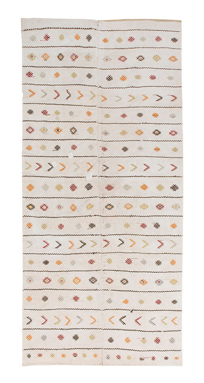Neutral Kilim 5'6" x 12'2" feet 168 x 370 cm