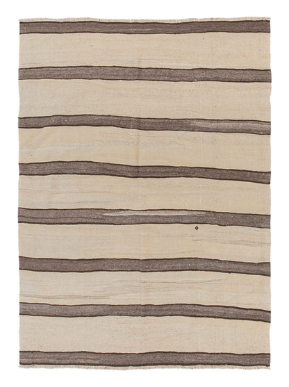 Neutral Turkish Kilim Rug – 4'8" x 6'2" (143 x 187 cm)