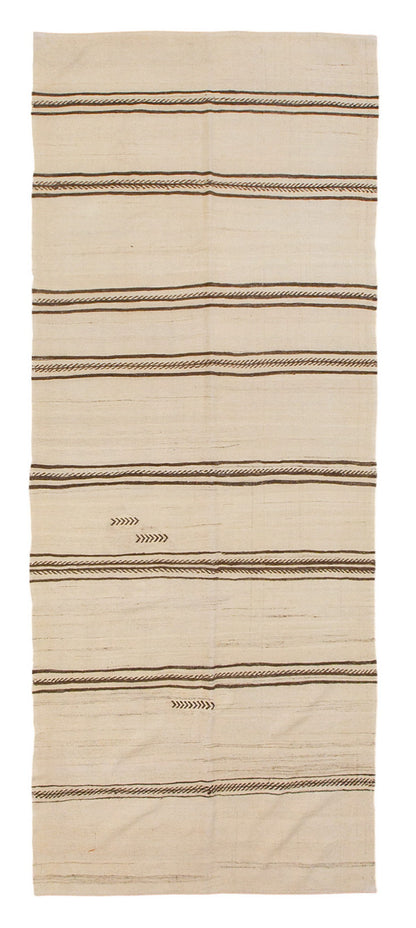 Neutral Turkish Kilim Runner – 4'11" x 12'9" (150 x 390 cm)
