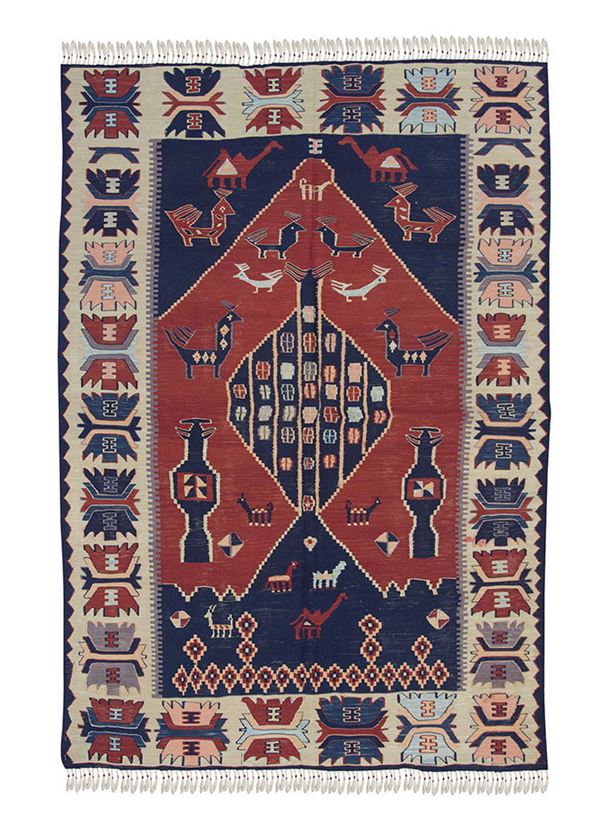 New Handmade Kilim 4'3 x 6'5 feet 130 x 195 cm