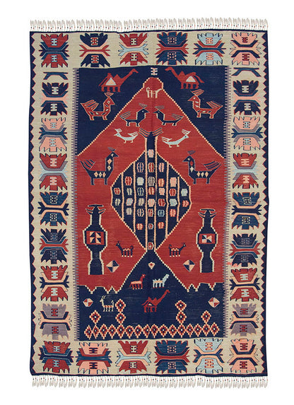 New Handmade Kilim 4'3 x 6'5 feet 130 x 195 cm