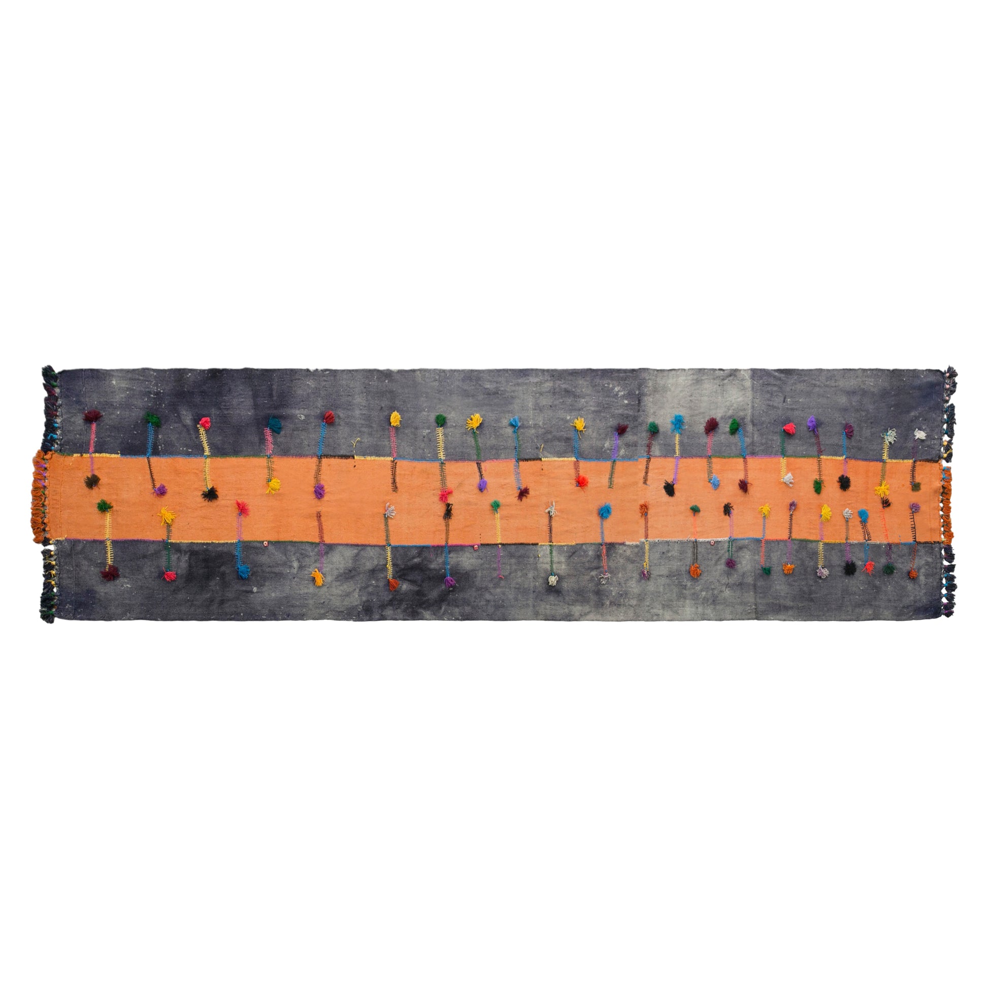 Orange Path, Vintage Turkish Kilim Runner Rug, 4 x 18 ft Rug, Vintage Rug