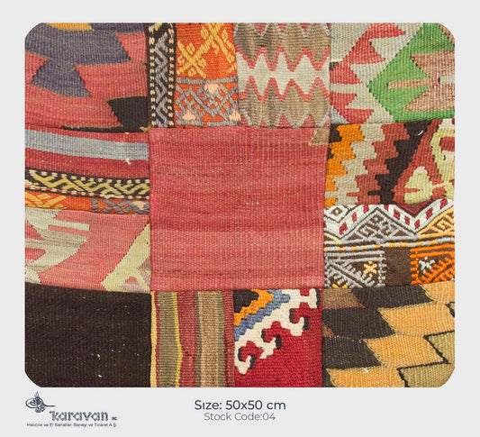 Patchwork Rug Pillow-4-6
