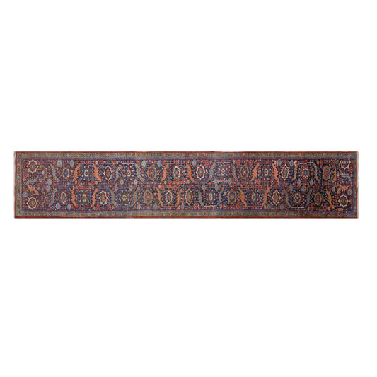 Rare Extra Long Vintage Oushak Runner Rug, 2'7" x 14'11" ft / 78 x 455 cm