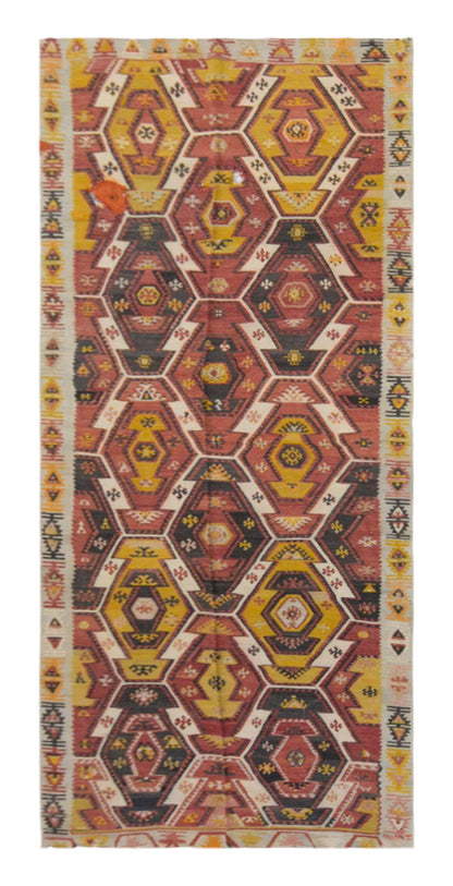 şarkışla tribal kilim, 5x11 ft kilim, 140x323 cm