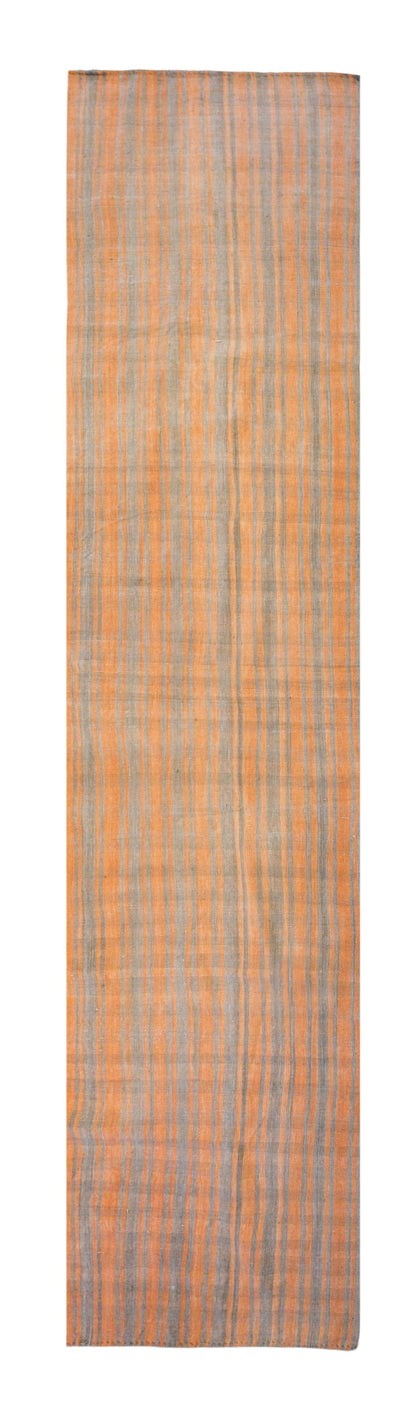 Striped Cotton Kilim Runner Rug, 109 x 557 cm, 3'7" x 18'3"