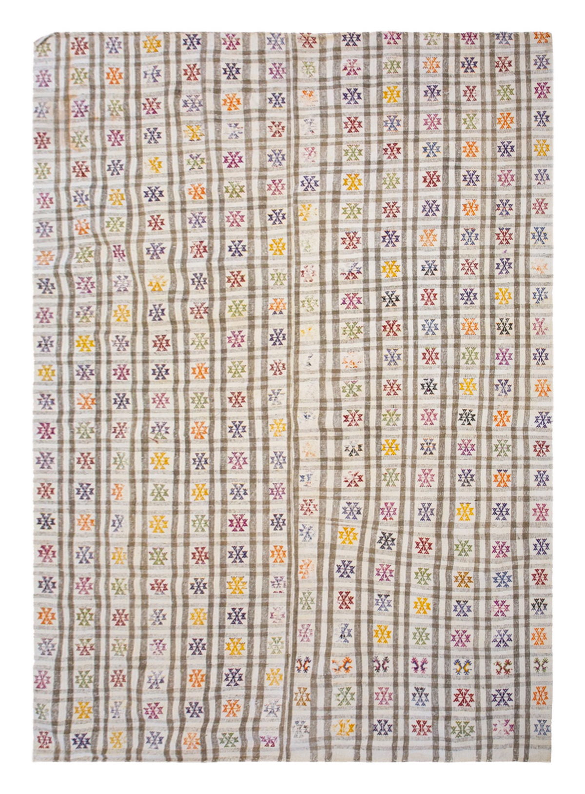 Striped Turkish Kilim Rug 196x299 cm, 6'5"x9'9"