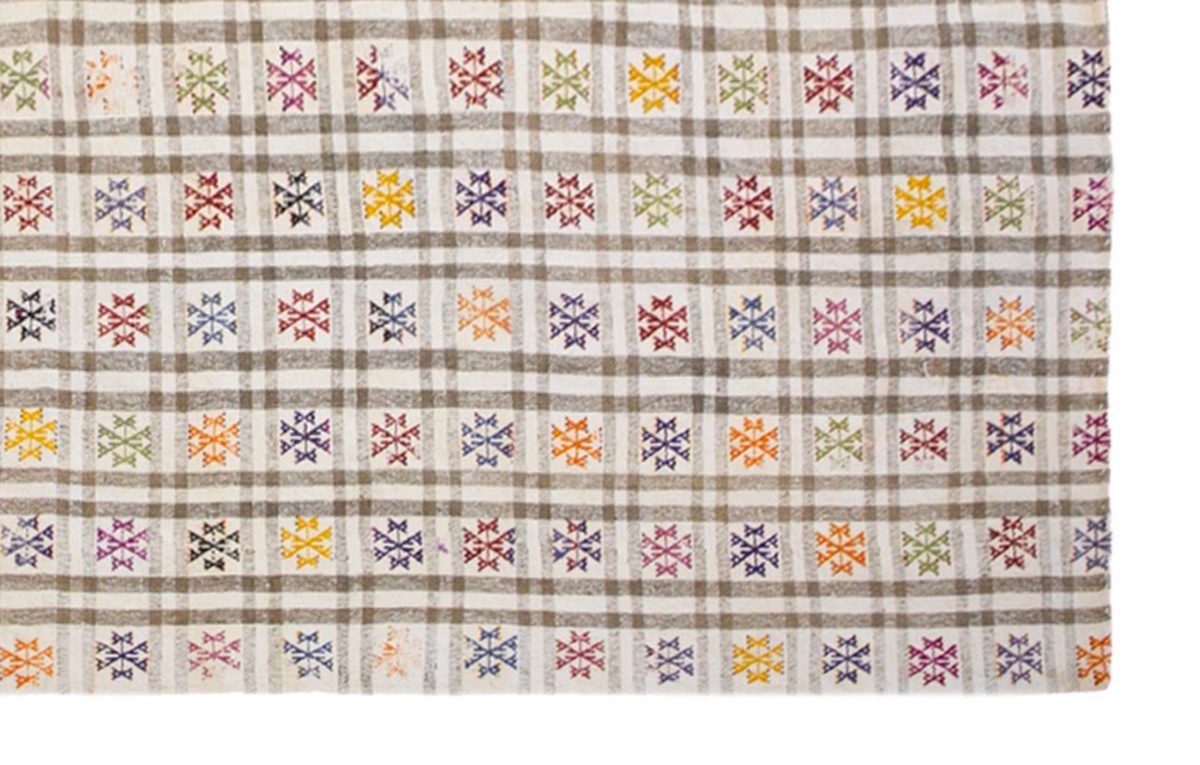 Striped Turkish Kilim Rug 196x299 cm, 6'5"x9'9"