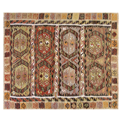 Title:  Vintage Turkish Kilim Rug, 4.1 x 5.4 ft, 125 x 165 cm, Handwoven Wool Kilim