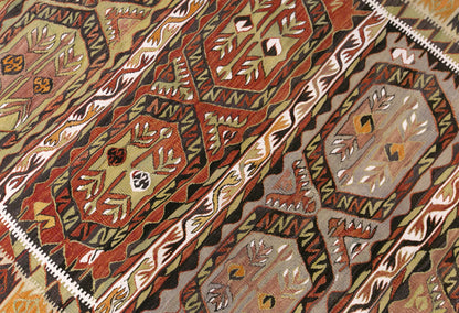 Title:  Vintage Turkish Kilim Rug, 4.1 x 5.4 ft, 125 x 165 cm, Handwoven Wool Kilim