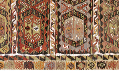 Title:  Vintage Turkish Kilim Rug, 4.1 x 5.4 ft, 125 x 165 cm, Handwoven Wool Kilim
