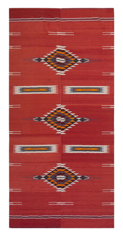 Tribal diamond kilim, 5x13 ft kilim, 160x385 cm kilim