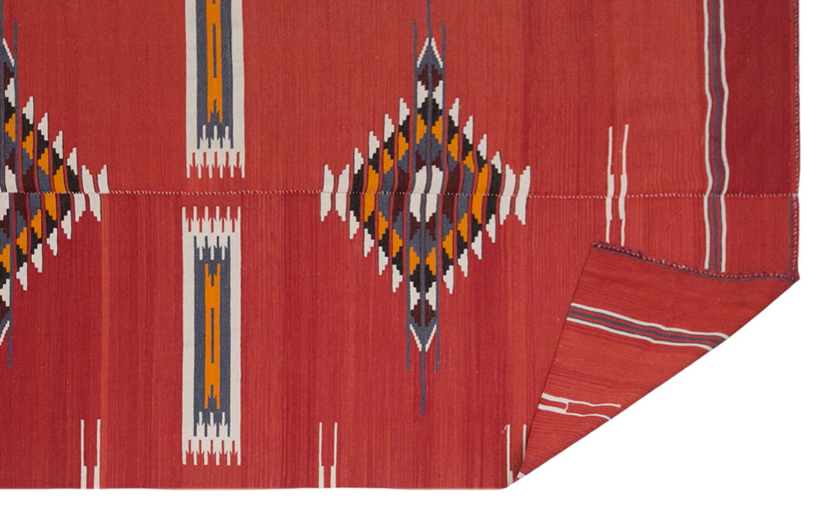 Tribal diamond kilim, 5x13 ft kilim, 160x385 cm kilim