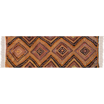 Tribal nomadic kilim, 2.1 x 9.1 ft kilim, 64 x 277 cm kilim