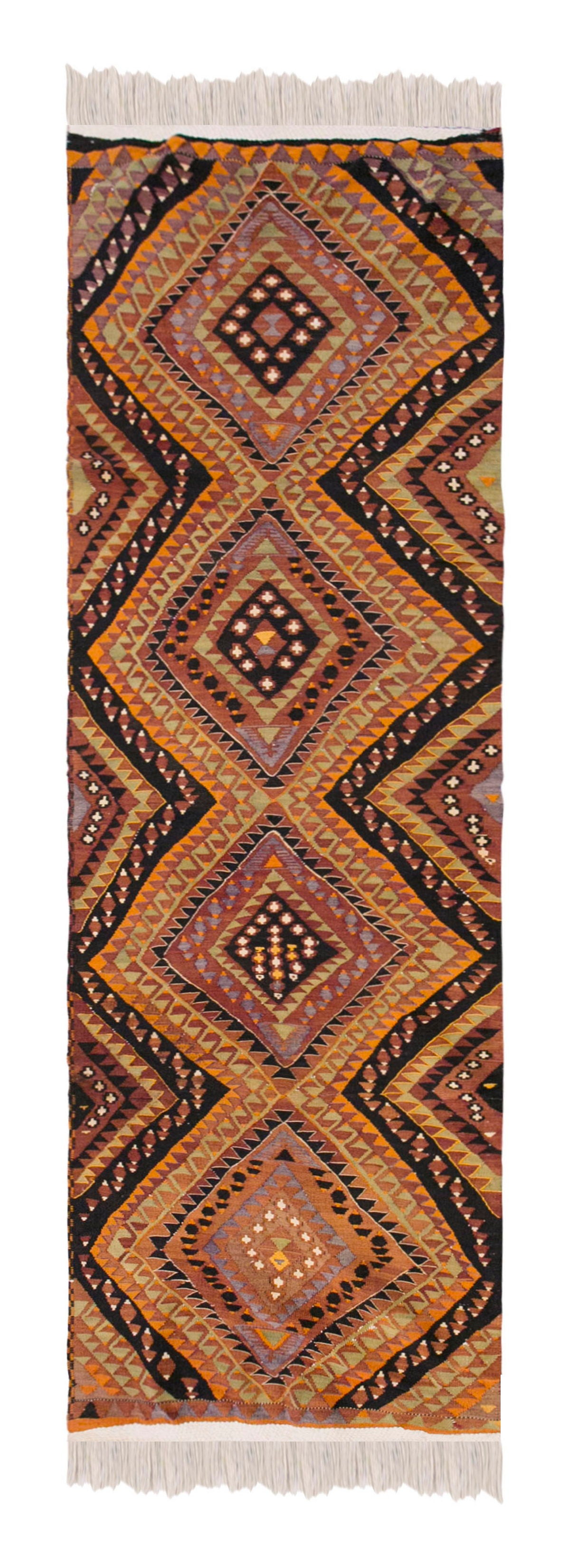 Tribal nomadic kilim, 2.1 x 9.1 ft kilim, 64 x 277 cm kilim
