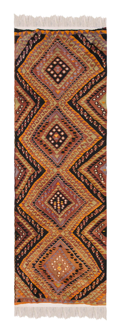 Tribal nomadic kilim, 2.1 x 9.1 ft kilim, 64 x 277 cm kilim