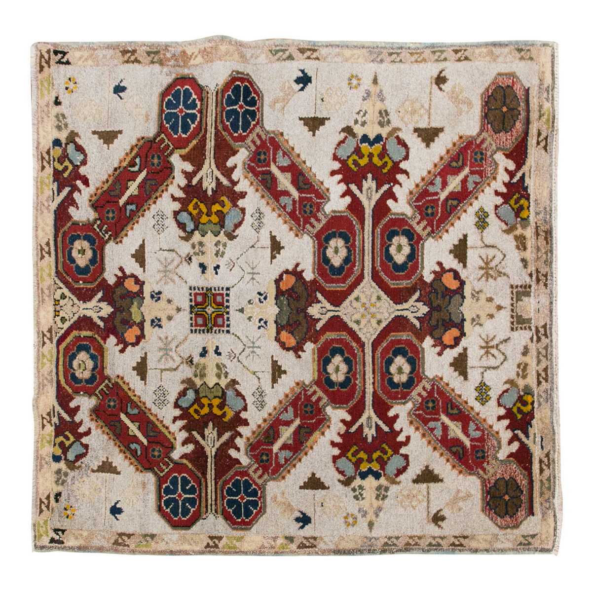 Vintage Rug, 3'3 x 3'8 feet / 100 x 113 cm