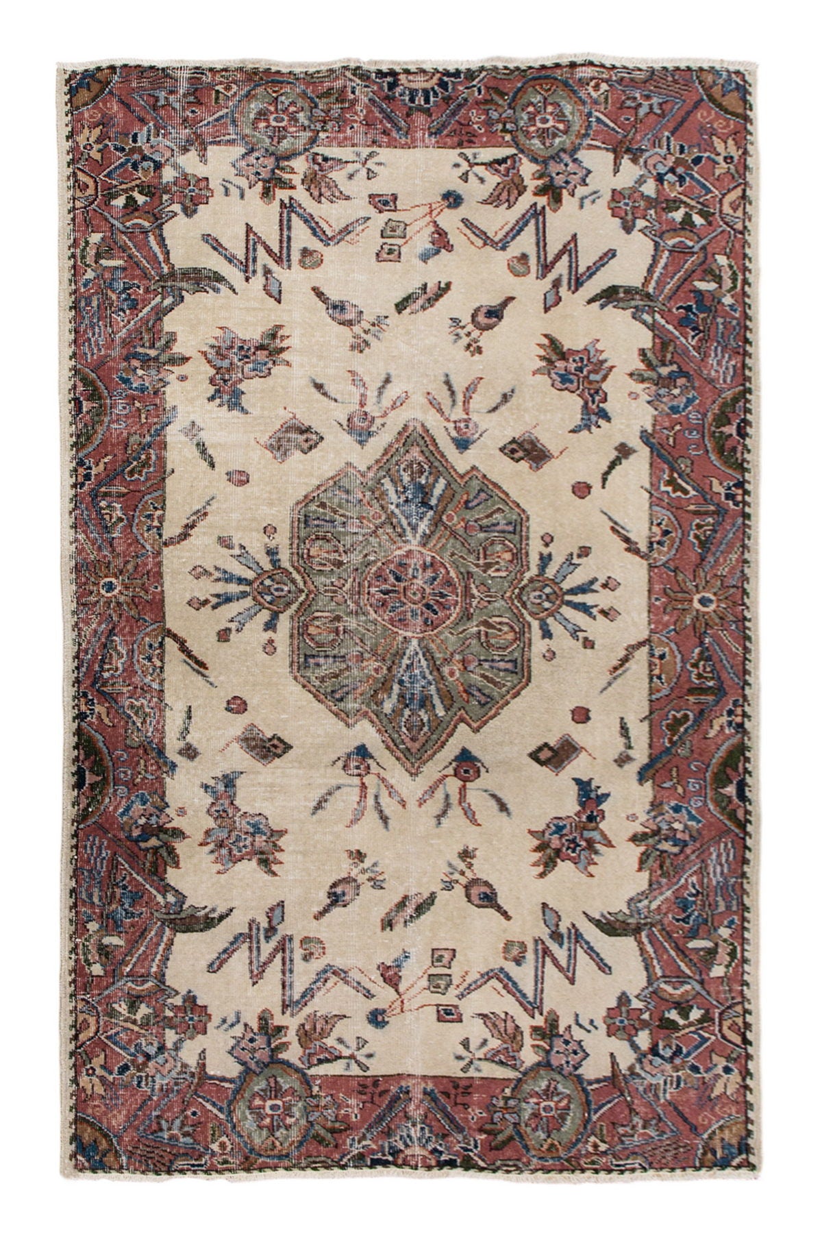 Turkish Rug, Vintage Rug 4'2 x 7'3 feet / 128 x 220 cm