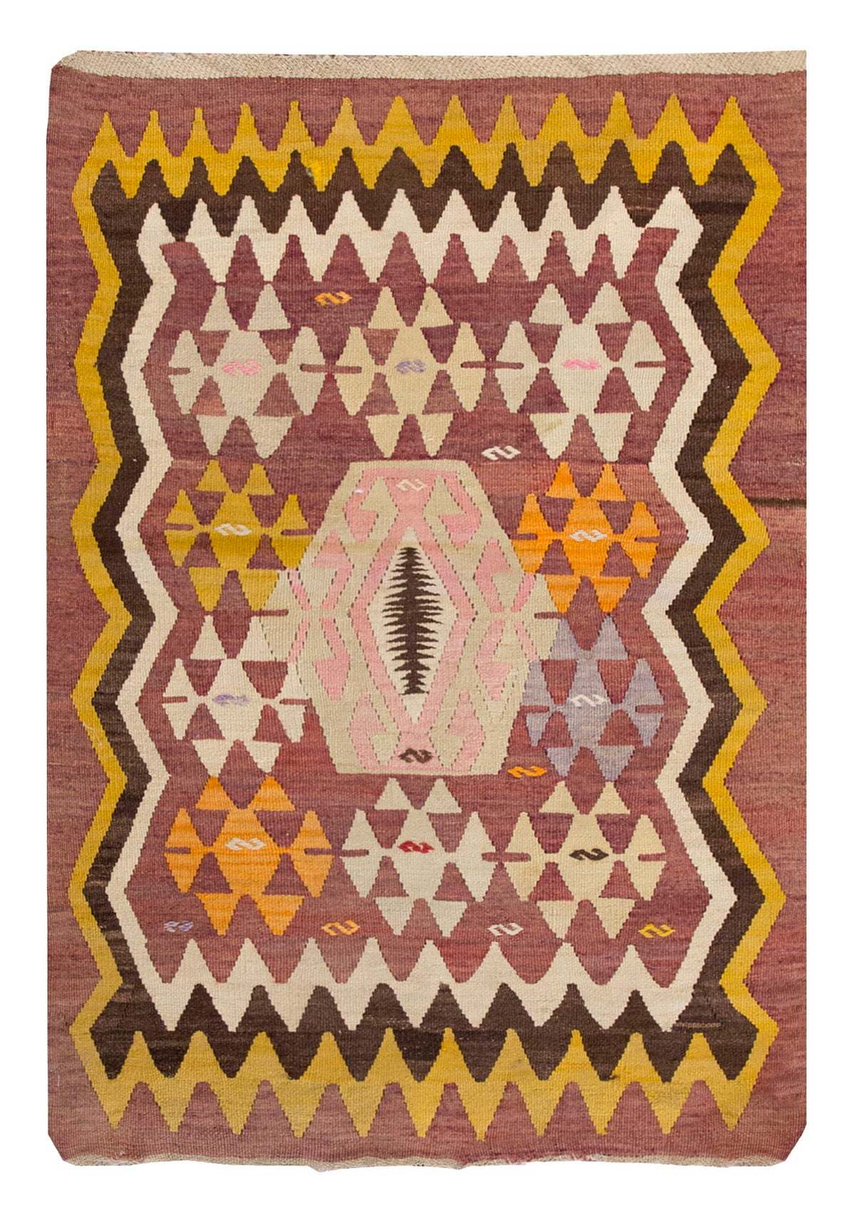 Vintage 1950s Konya Kilim Rug,  81 x 120 cm = 2.8 x 3.1 ft