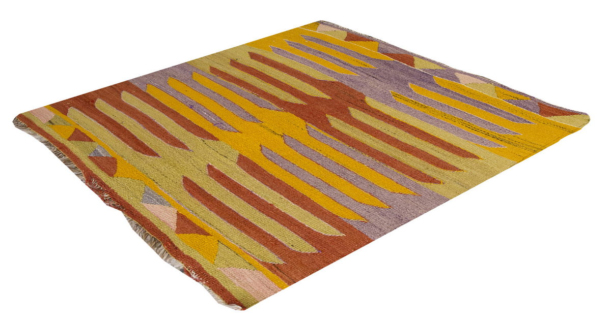Vintage 1960s Bodrum Milas Rug, 92 x 92 cm = 3 x 3ft