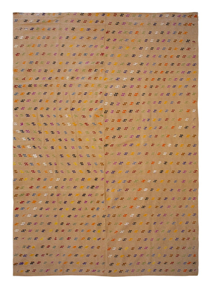 Vintage 1960s Turkish Kilim Rug 208x357 cm – Handwoven Wool Minimalist Carpet