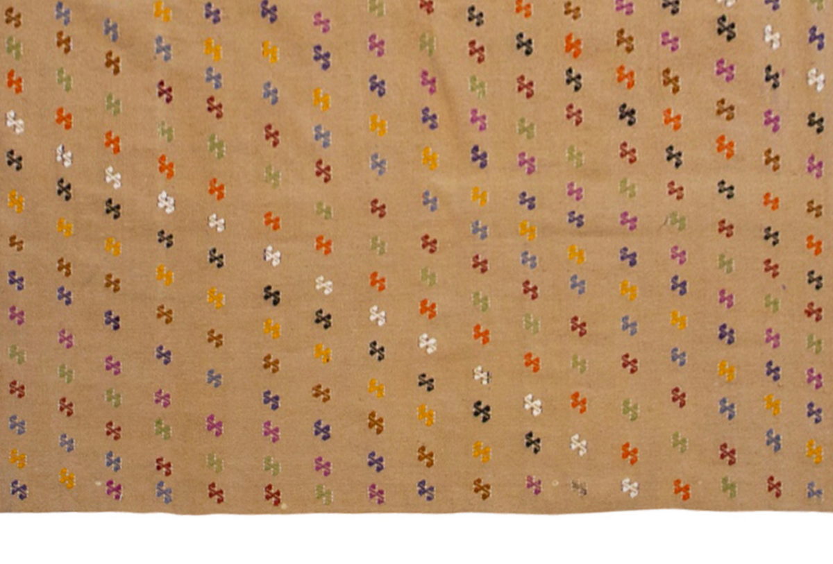 Vintage 1960s Turkish Kilim Rug 208x357 cm – Handwoven Wool Minimalist Carpet
