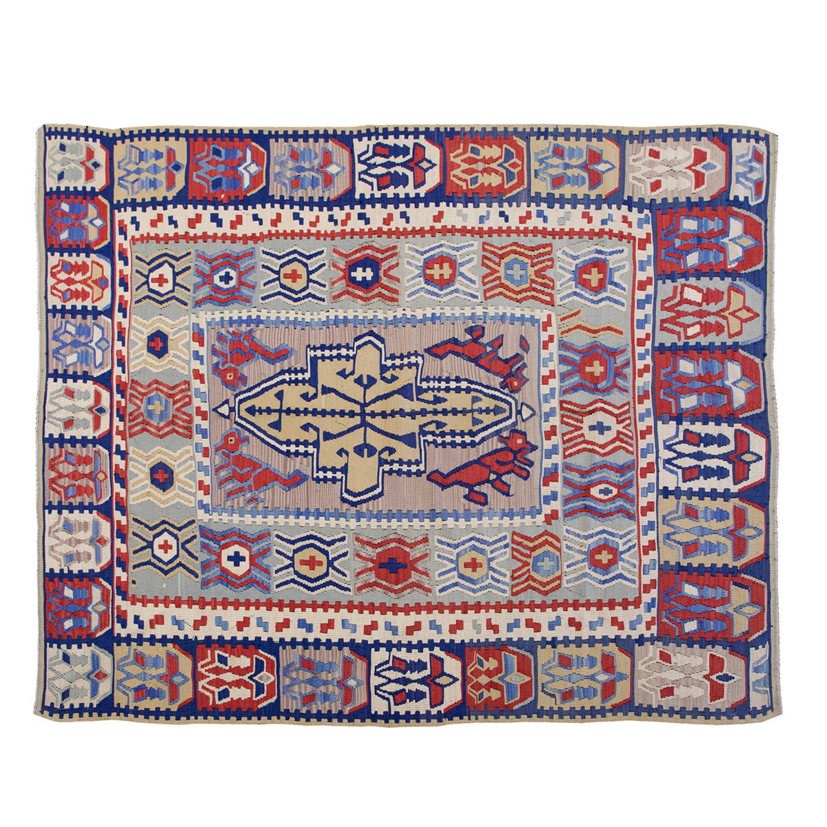 Vintage 60s Konya Silk Kilim Rug, 110 x 160 cm, 3.7 x 5.2 ft