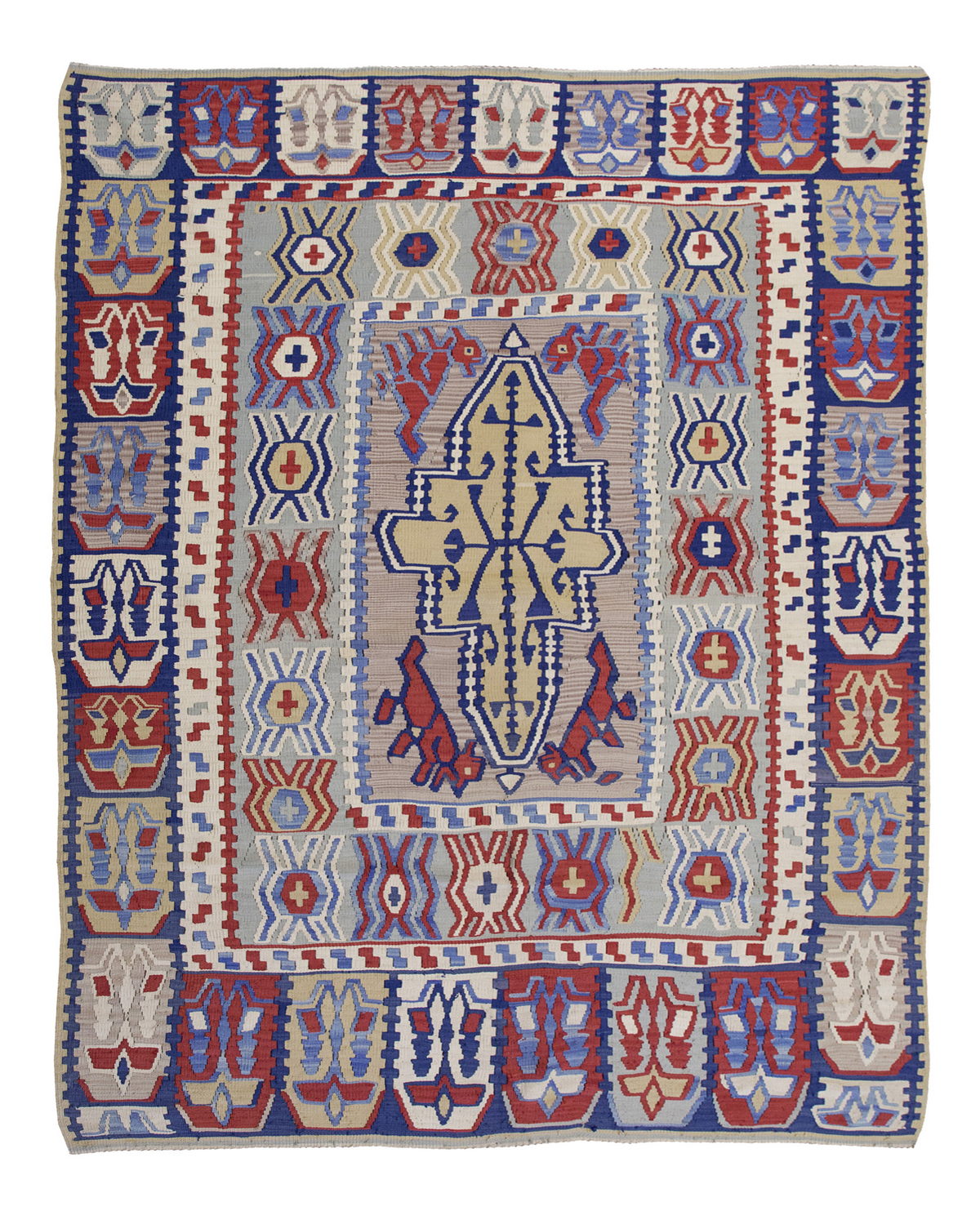 Vintage 60s Konya Silk Kilim Rug, 110 x 160 cm, 3.7 x 5.2 ft