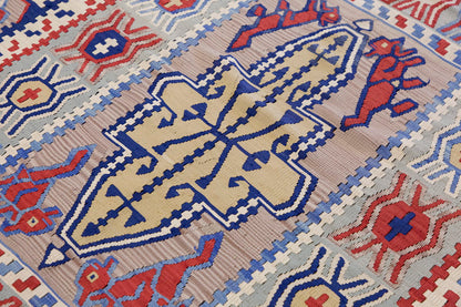 Vintage 60s Konya Silk Kilim Rug, 110 x 160 cm, 3.7 x 5.2 ft