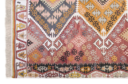 Vintage Adana Kilim Rug, 6.7x15.7 ft, 205x480 cm, Handwoven Turkish Wool Kilim